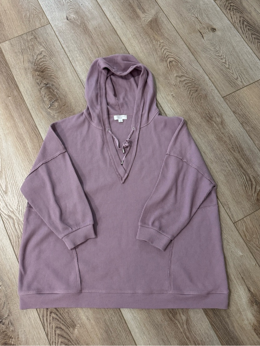Altar'd State Waffle-Knit Hooded Top in Mauve Lilac M